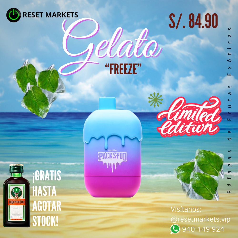 Packspod Gelato Freeze es fácil de pasar por alto porque en realidad tiene un sabor a Menta fresca. Está helado y es increíblemente bueno. Cada Packspod 5000 cuenta con hasta 5000 inhalaciones y una batería recargable. 